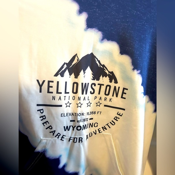 Blue and white tie dye Yellowstone hoodie - Picture 2 of 9